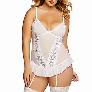 New Seven 'til Midnight Women's Sexy Bride White Bridal Lace Lingerie wedding M
